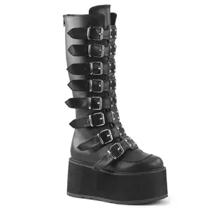 Demonia Damned-318 Black Vegan Leather Knee-high Boots Demonia Damned-318 Black Vegan Leather Knee-high Boots