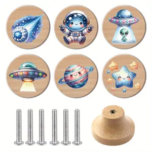 6PCS Art Nouveau Style Pulls, Handcrafted Wooden Drawer Pulls and Kitchen Cabinet Knobs, Dresser Drawer Handles, Polished Surface, Personalized Pattern Design, Decorative Drawer Pulls, Home Decor, Interior Decoration.