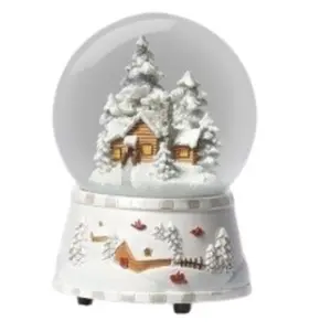 Snowy Cabin Musical Snow Globe