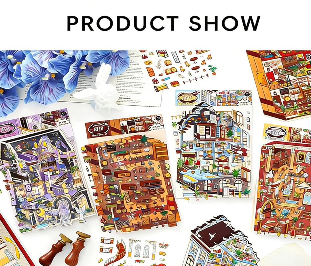 Old Money Series – 3D Foldable Scene Sticker Kit,DIY Buildable Miniature Diorama for Room Decor & Display,Vintage European Gift for Collectors & Craft Lovers, PET Sticker Set