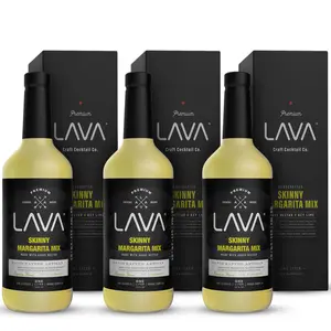 (3-Pack) LAVA Premium Skinny Margarita Mix, made with Key Lime and Raw Blue Agave, No Artificial Sweeteners, Lots of Flavor, Ready to Use, 1-Liter (33.8oz)