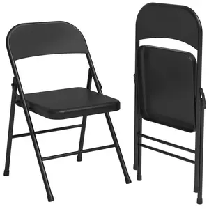 8-Pack Grey/Black Stackable Folding Chairs, Soft PU Leather Padded Seat and Back, Portable Foldable Dining Seats, Multipurpose Indoor Outdoor Furniture for Home, Office, Conference, Wedding, Party, Patio and Garden Gatherings