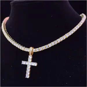20 Inch Hip Hop Miami Cuban Link Chain Cross Necklace Unisex Rapper Punk Necklace Jewelry Gift