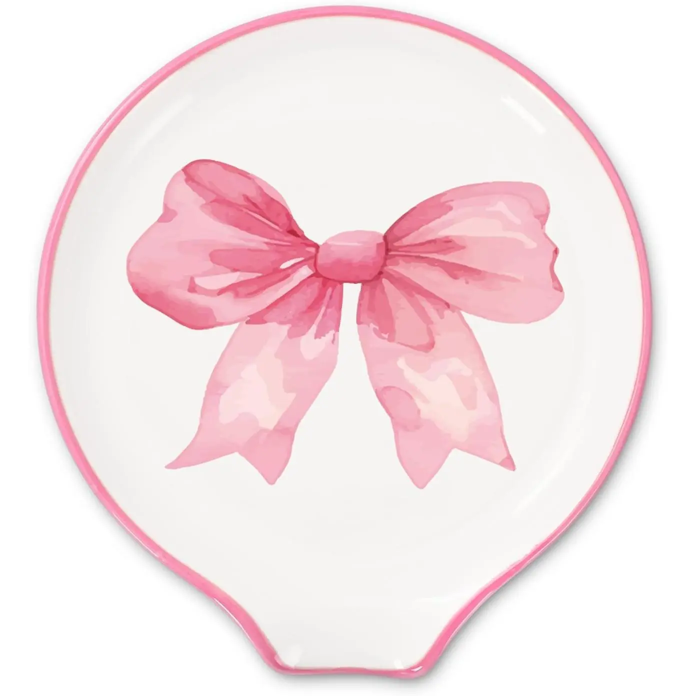 4.7 Inch Pink Bow Spoon Rest Watercolor Bow Small Coffee Spoon Holder for Valentine's Day Christmas Coffee Stirrers Teaspoon Accessories