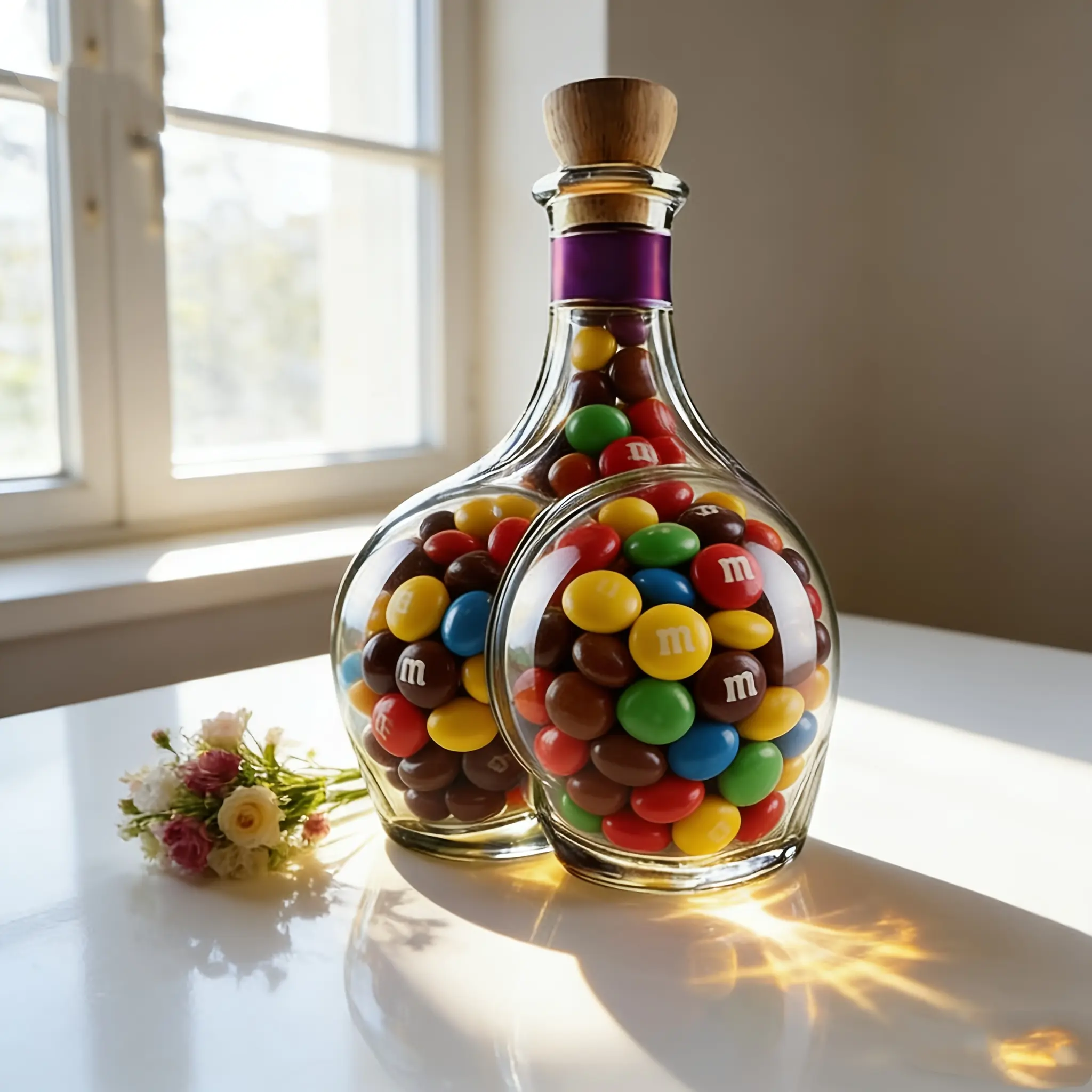 Novelty Shaped Glass Whiskey Decanter, Unique Curved Single-Piece Liquor Bottle with Cork Stopper, Premium Crystal Barware for Spiritsl Home Bar Accessories Jar