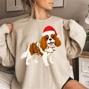 Cavalier King Charles Spaniel Christmas Sweatshirt, Santa Cavalier Dog, Cute Cavalier Lover Sweatshirt | Cavalier Dog Mom Gift