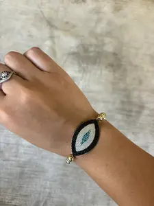 Protect Your Pulse 14k Real Gold Filled Beaded Bracelet with CZ Evil Eye Pendant Timelessbeauty Strengthsymbol Protection Powerfuljewelry