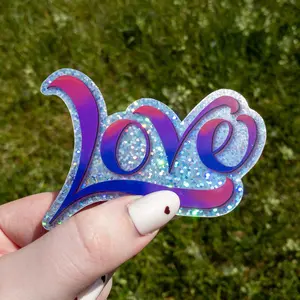 Love Holographic Glitter Sticker 3.5 inch Gift Decoration