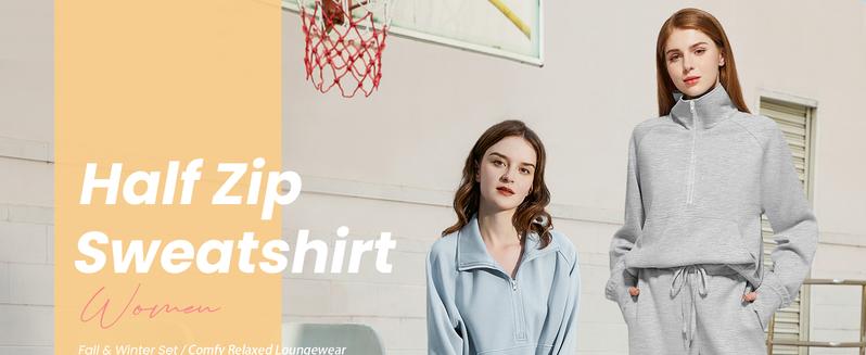 Casly Lamiit Women's 2 Piece Outfits Lounge Set 2026 Oversized Half Zip Sweatshirt Wide Leg Sweatpants Set Cozy Fabric Trendy Design All Match Stand Collar #Springfresh