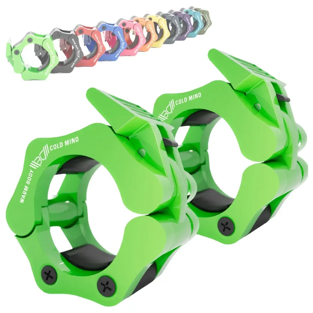 WARM BODY COLD MIND Olympic Barbell Collars 2" Quick Release Pair of 2 inch Barbell Clamps Lock Gym Clips for Workout Weightlifting and Fitness Training