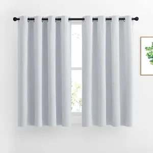 NICETOWN Room Darkening Curtains for Living Room - Window Treatment Thermal Insulated Grommet Darkening Panels/Drapes for Bedroom (Light Grey=Greyish White, 2 Panels, 52 by 45)