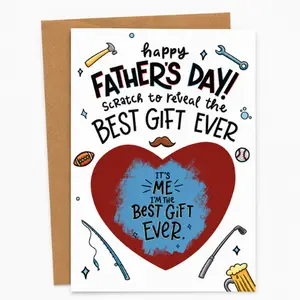 Funny Father's Day Card - Scratch to Reveal the Best Gift Ever, Interactive Scratch Off Greeting Card, Funny Dad Gift from Son or Daughter, Unique Father's Day Surprise Card, Cute Father Appreciation Gift, Keepsake Card.