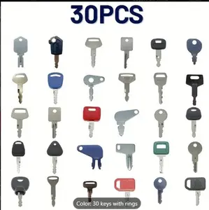High-Quality Master Key Set with Rings, Compatible with Kobelco, Case, Cat,, Deere, Kubota, for HYUNDAI, Doosan, JCB, Genie, for VolVo, Manitou, Hitachi, New Holland, Sany, Sumitimo, Komatsu, JLG, Clark - Durable Iron Construction, Keys