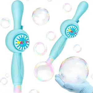 Elastic Fog Bubble Machine Toy for Kids Rechargeable Smoke Bubble Wand Maker with Music & Light Summer Outdoor Backyard Party Birthday Gift