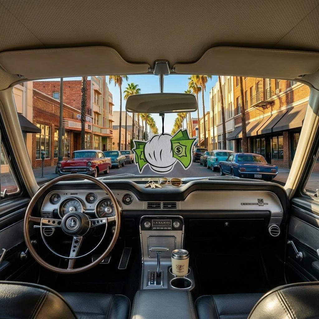 Cartoon Hand with Cash Scented Car Air Freshener | Hanging Car Decor Ornament | Cool Car Accessory for Men & Women | Long Lasting Scent