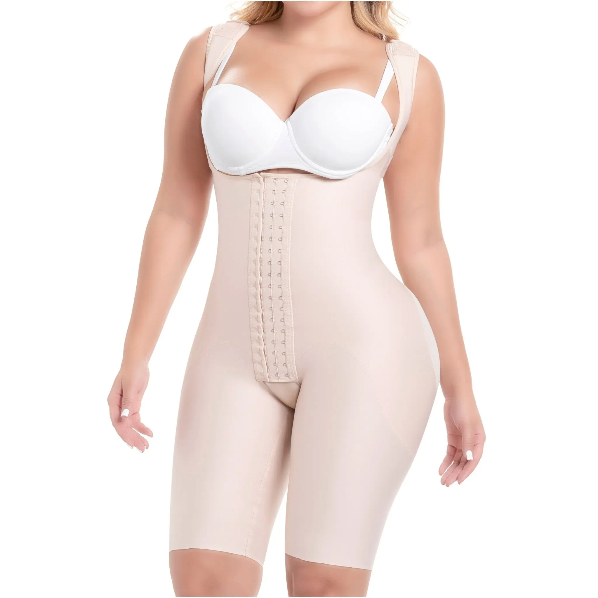 SILUET Sonryse M215BF Knee-Length Stage 1 Faja, Soft Post-Surgery Compression Shapewear for Lipo 360 & BBL with Tummy Control and Posture Support, Bra, Minimalist, Style, Comfortable, Posture Improvement