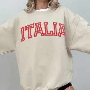 Italia Crewneck Sweatshirt | Italy Pullover Sweater | Gift for Her, Him, Italian Enthusiast, Traveler | Sporty, Athletic Vintage Style
