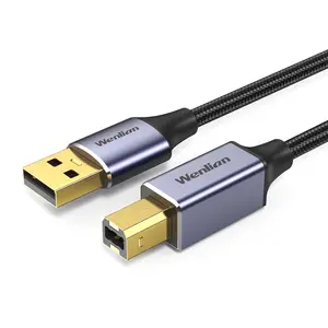 3.3ft USB 2.0 Printer Cable, USB A to B Cable 480Mbps with Ferrite Core Noise Filter, Gold-Plated Connector, Nylon Braided Cord Compatible with HP Canon Epson Brother Printer Scanner MIDI DAC Keyboard