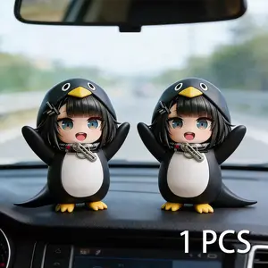 Small Penguin Administrator Figurine, Cute Preppy Style Model, Portable Birthday Gift, Car Ornament, Desk Decor, Car Interior Accessory