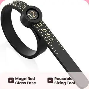 US Ring Size Measuring Gauge, Accurate 1-17 US Ring Sizer, Reusable Finger Sizing Measure Tool With Magnified Glass For Home Shop, Adjustable Ring Finger Measure, Tools And Gadgets, Gifts For Girl