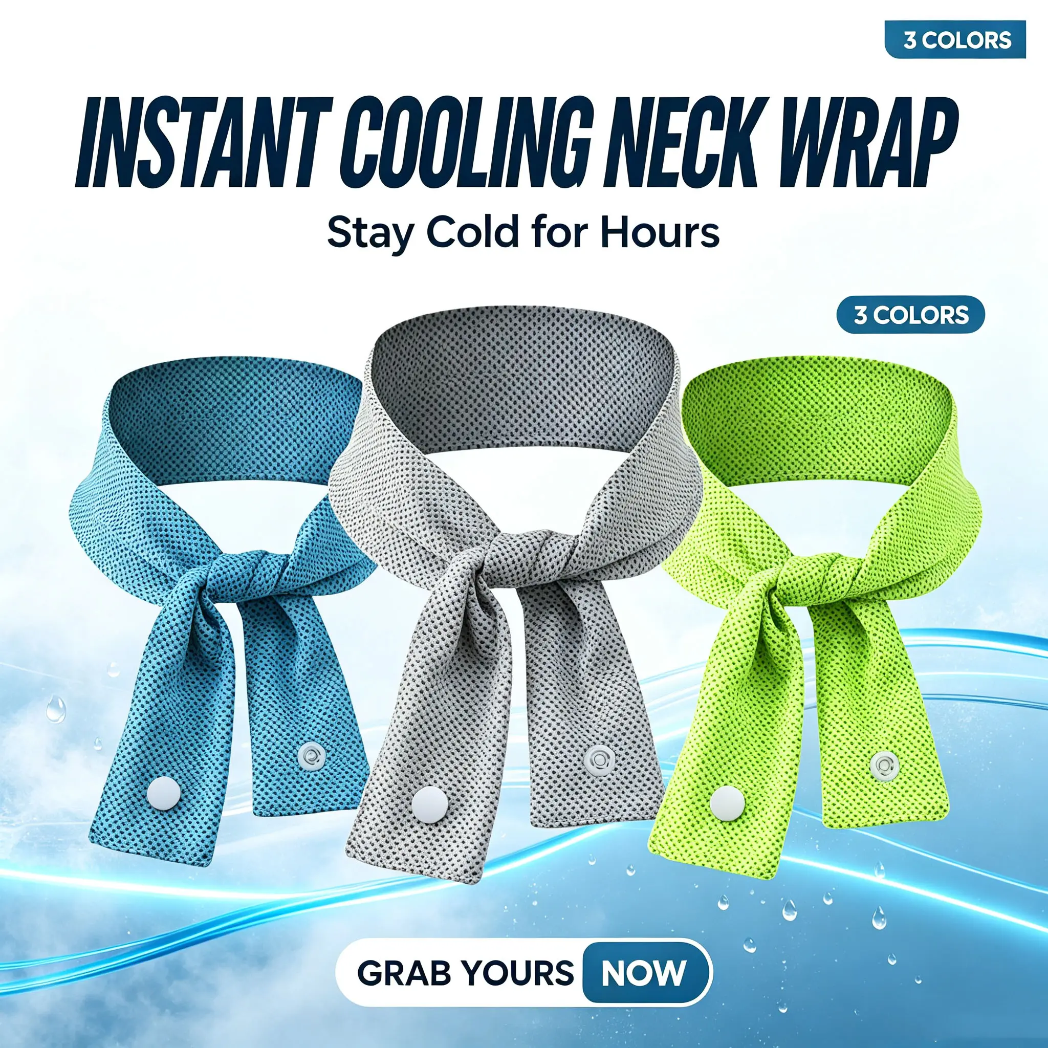 Quick-Drying Sports Towel - Button Design Cooling Scarf, Absorbent Neck Wrap & Wrist Towel, Solid Color Heat Relief Accessory for Gym, Camping