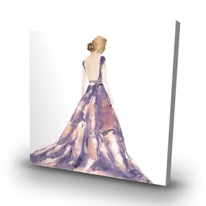 Begin Home Decor C1RC3232OMM40L 32 x 32 in. Purple Prom Dress - Fashion Illustrative Canvas