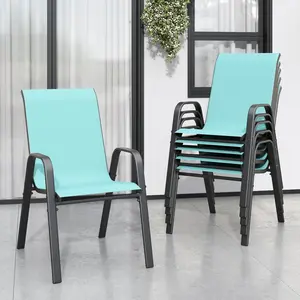 6-Piece Outdoor Dining Chairs Set, Patio Chairs Set of 6, Wide Ergonomic Seat, 350 lbs Capacity per Chair, Waterproof & Rust-Resistant Teslin Fabric Metal Frame, Ideal for Patio, Garden, Banquet Hall & Commercial Use