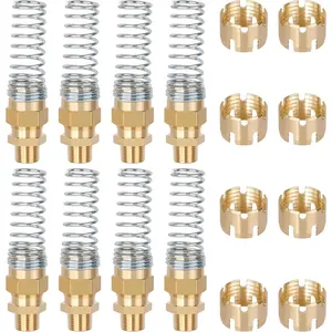 Brass Air Brake Hose End Fittings, 1/2" Hose x 1/2" Male Connector with Spring Guard, Air Brake Line Fitting, Repair Fittings With 8 Pack Sleeve Tubes