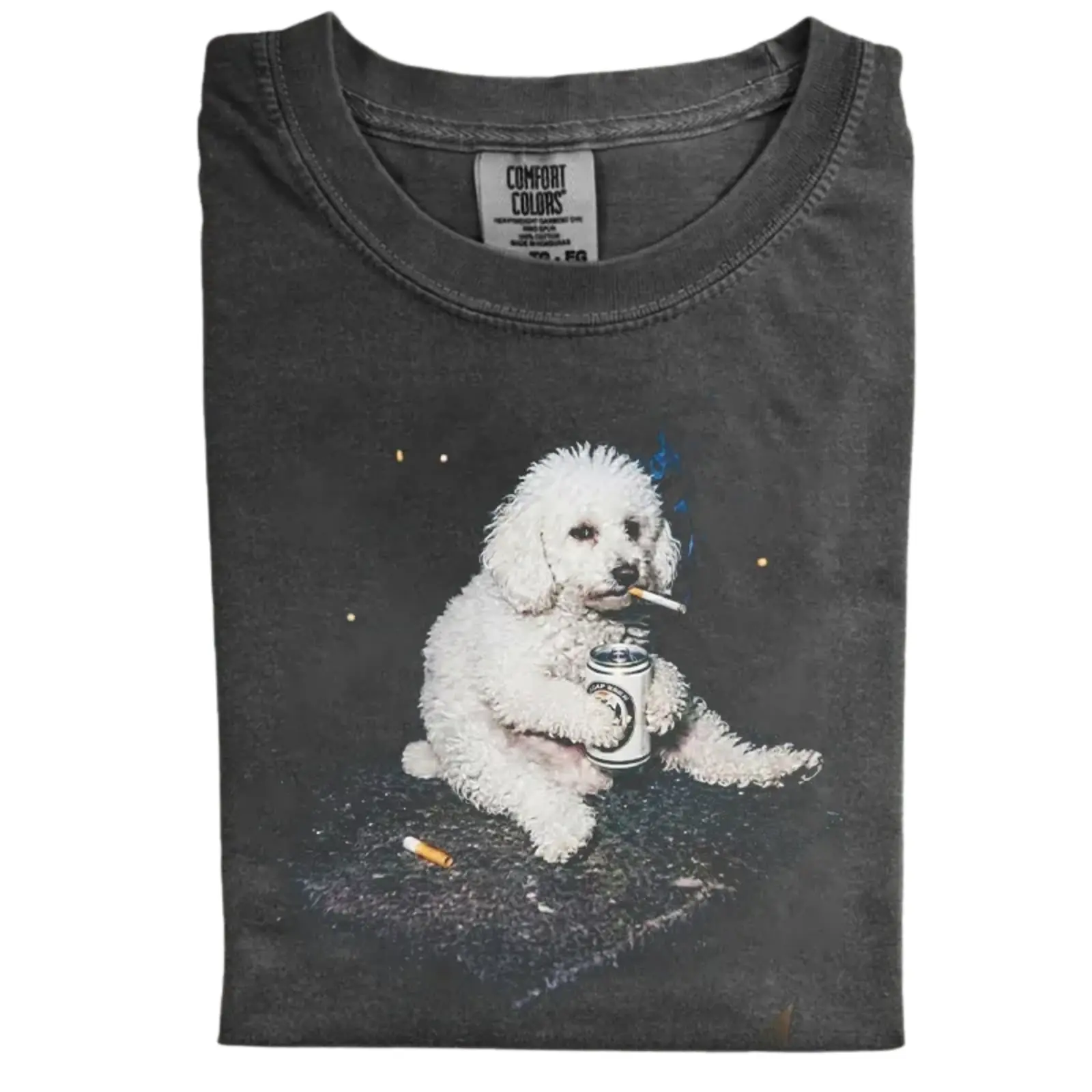Comfort Colors Poodle Smoking T-Shirt, Vintage 90s Funny Dog Graphic Tee, Unisex Fit Design, Casual Streetwear, Gift for Dog Lovers