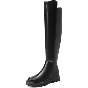DREAM PAIRS Women's Comfortable Thigh High Daily Low Flat Heel Knee High Boots