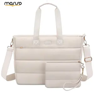 MOSISO Puffy Laptop Tote Bag for Women 15.6 Inch, Large Capacity Shoulder Handbag with Zipper Closure & Matching Purse, Water-Resistant Casual Work Office College Travel Bag Compatible with MacBook Pro 16, Dell, HP Lenovo, ASUS Notebook, Holiday Gift Deal