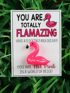 Charming Flamingo Design Pocket Hug Card, Greeting Card, Fun Party Cards, Fashion Accessories for Women & Girls, Ideal Inspirational Gift for Holidays & Parties
