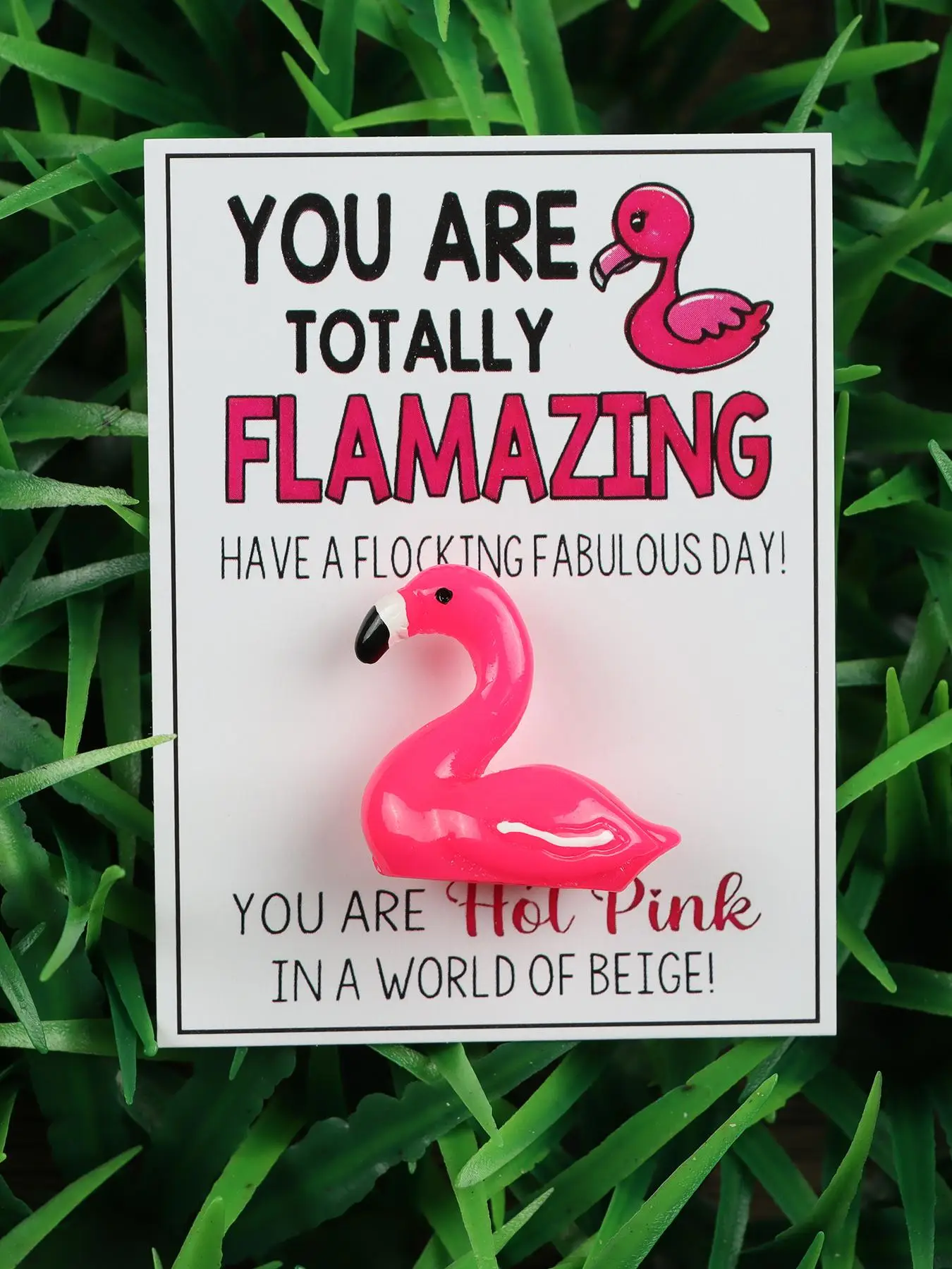 Charming Flamingo Design Pocket Hug Card, Greeting Card, Fashion Accessories for Women & Girls, Ideal Inspirational Gift for Holidays & Parties