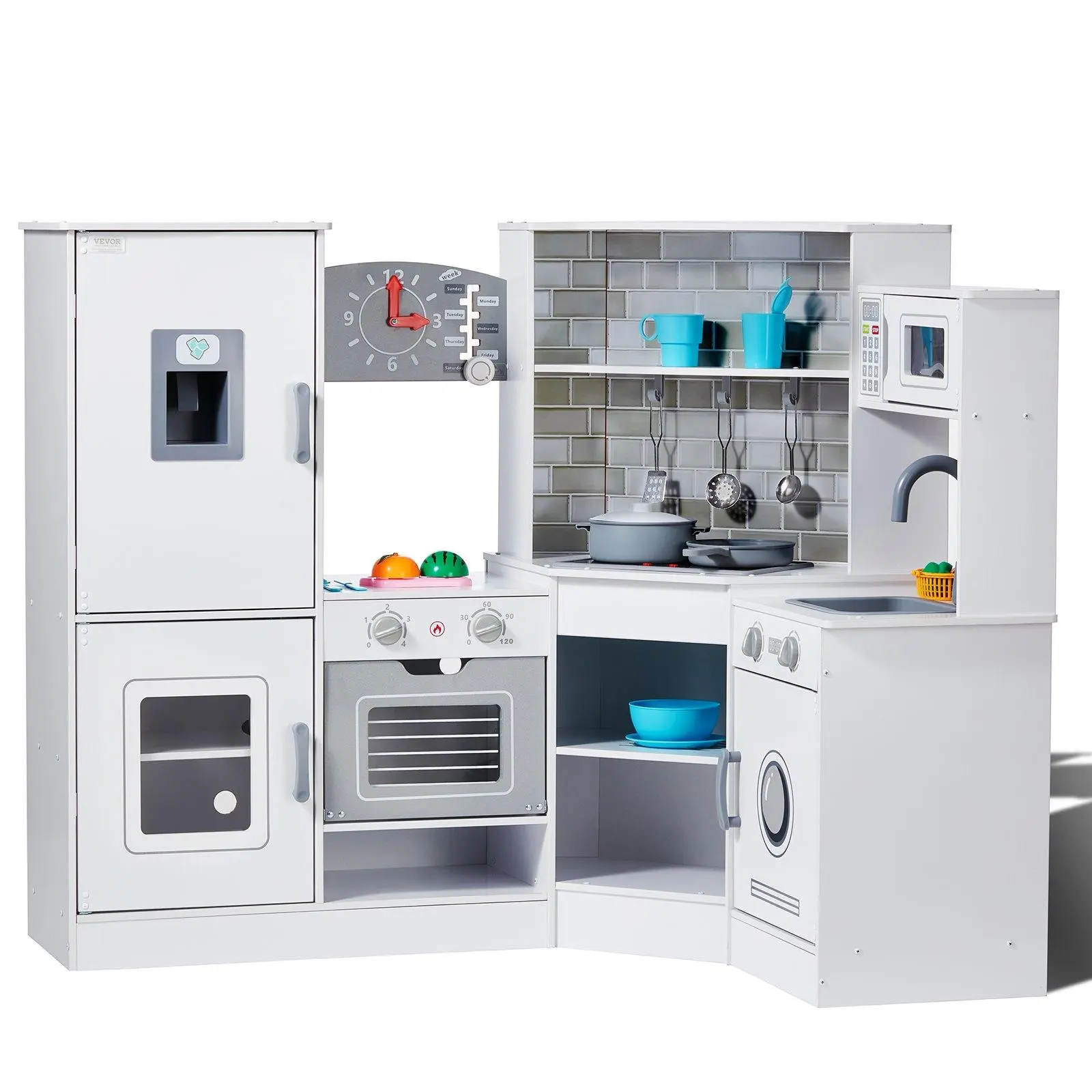【SummerFinds】Christmas Gift! VEVOR Kitchen Playset Kids Pretend Cooking Play Toy 24 Piece Accessories White