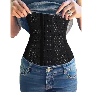 Women's Waist Trainer Corset for Everyday Wear Steel Boned Tummy Control Body Shaper with Adjustable Hooks