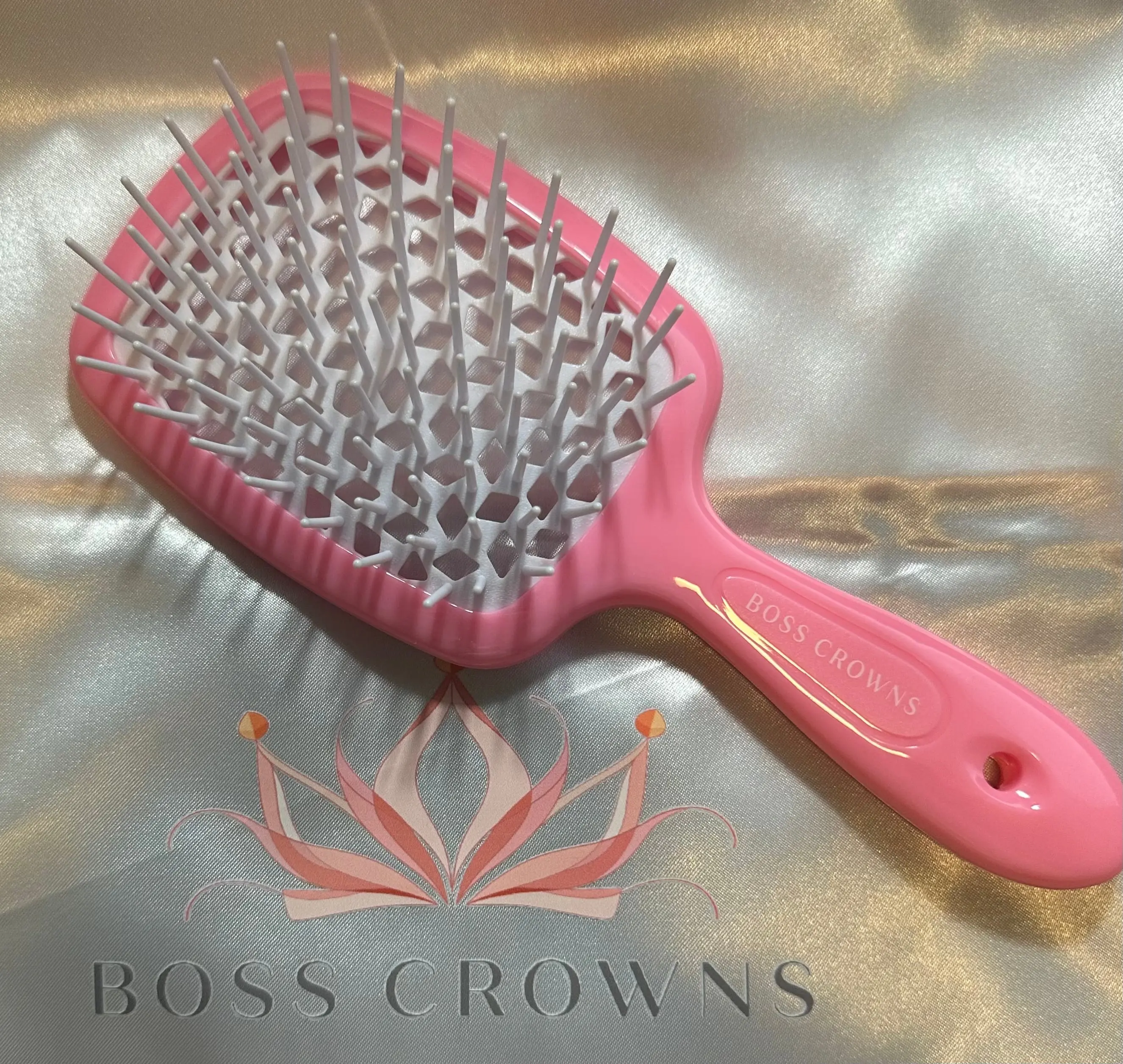 Pink Detangler Comb & Brush with Vented Design, Flexible Bristles for Wet or Dry Hair, Wigs and Extensions, Detangler Combs