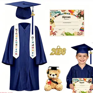 Kindergarten Graduation Gown Cap, Kindergarten Graduation Cap and Gown Set, 2026 Congrats Grad Outfit with Tassel & Certificate for Kindergarten, Kindergarten Graduation Cap and Gown Set, 2026 Congrats Grad Outfit with Tassel & Certificate