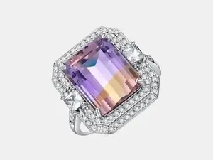 Square Purple Zircon Crystal Amethyst Ring