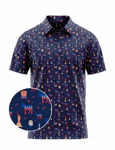 USA 250th Anniversary Golf Polo Patriotic America Icons Performance Shirt, Semiquincentennial 4th of July Dry Fit Men Polo, Gift for Him