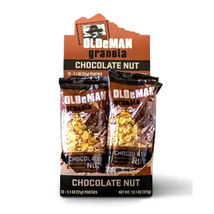 Olde Man Granola Gluten Free Granola - Non-GMO Healthy Granola Cereal - Soft Whole Grain Oats, Butter, Brown Sugar - Handmade in Colorado (Chocolate Nut, 12 To-Go Pouches)