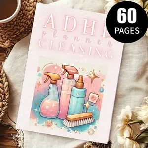ADHD Cleaning Planner Book, 60-page fresh style household annual planner. With daily & weekly cleaning schedule, zoning arrangement and family chore chart. Lighten cleaning burden, easy for new housewives to form regular cleaning habits.