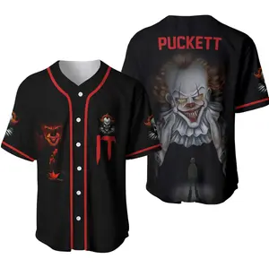 Halloween Horror-Themed IT Baseball Jersey – Perfect For Fans, Personalized IT Clown Horror Unisex Baseball Jersey