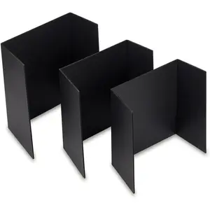 Trifold Poster Board, 24" x 16", Corrugated Project Boards for Science Fairs, School Projects, Event Displays, and Business Presentations, 3-Pack, Black