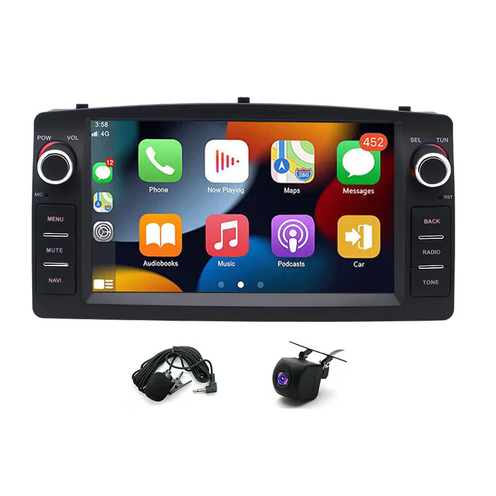 7" Touchscreen Head Unit Android Car Player for Toyota Corolla 2000-2006 - 4+64GB Storage, CarPlay Radio Touchscreen, Wireless CarPlay, Android Auto, GPS, AHD Backup Cam, Mic, Bluetooth 5.0 Call
