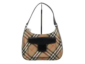 Pre-owned BURBERRY Canvas and Leather Shoulder Bags Nova Check Canvas with Shadow Knight and Leather Hobo BUR.B.1041