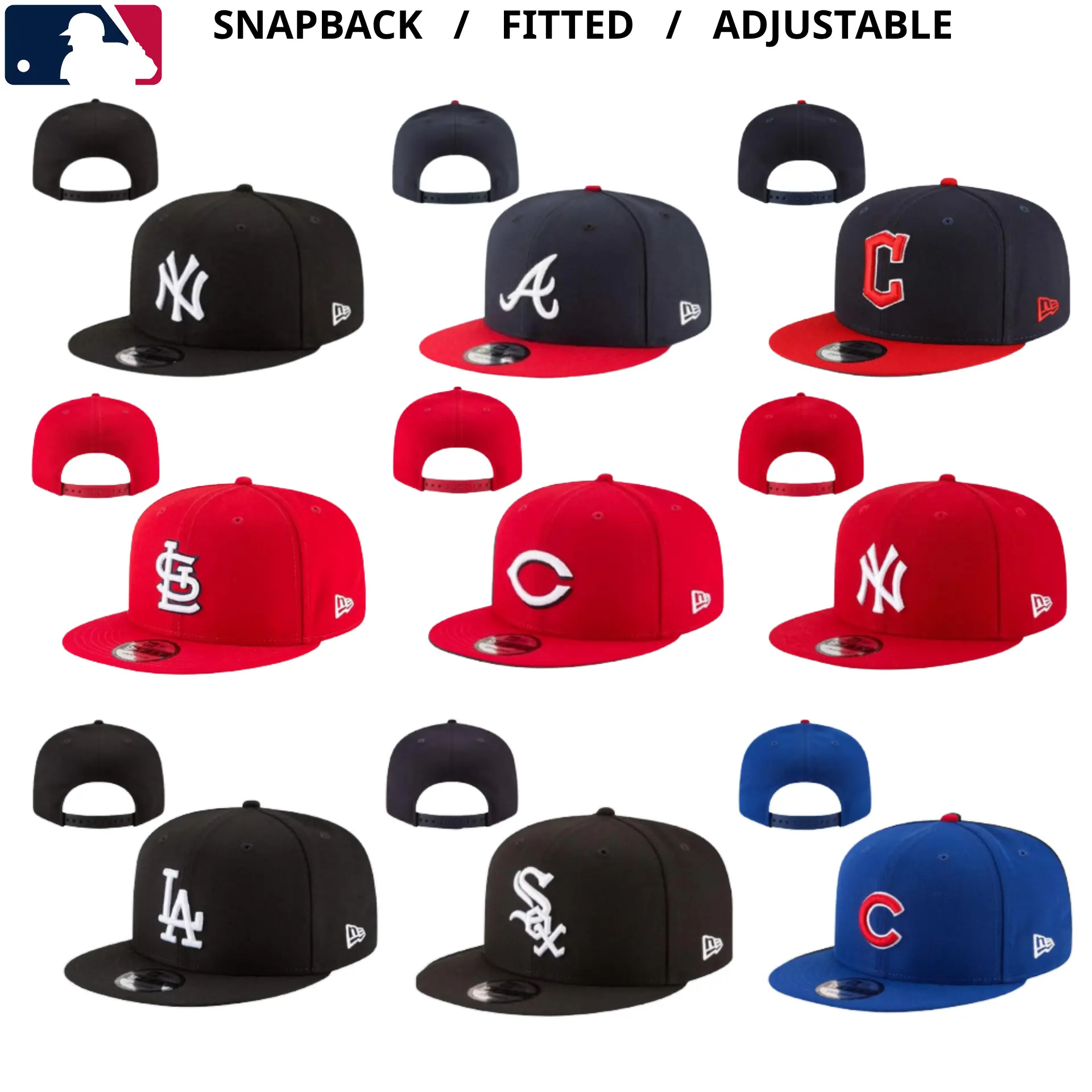 New Era MLB Premium Urban Baseball Cap – LA Dodgers, NY Yankees, White Sox, Cardinals, Nationals, Pirates, Braves, Guardians, Adjustable Flat Brim Snapback Hat, Official Team Logo Embroidery, Outdoor Sports Lifestyle, Trending TikTok USA 2026 Collection