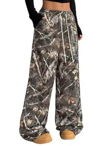 Y2K High Waist Wide Leg Sweatpants - Tree Branch Print Women Womenswear