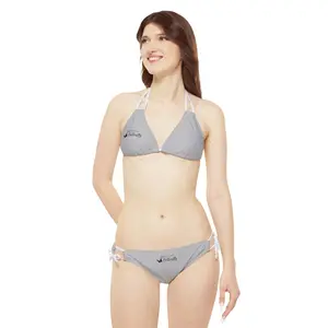 Strappy anti social Butterfly Printed Triangle Bikini Top & Swim Briefs Set With Tie-Side Strings