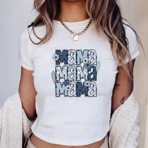 Mama Baby Tee Blue Mom Baby Tee, Mother's Day Tee Baby Tee 90s Style Shirt, Y2K Fashion, Cool Graphic T-Shirt