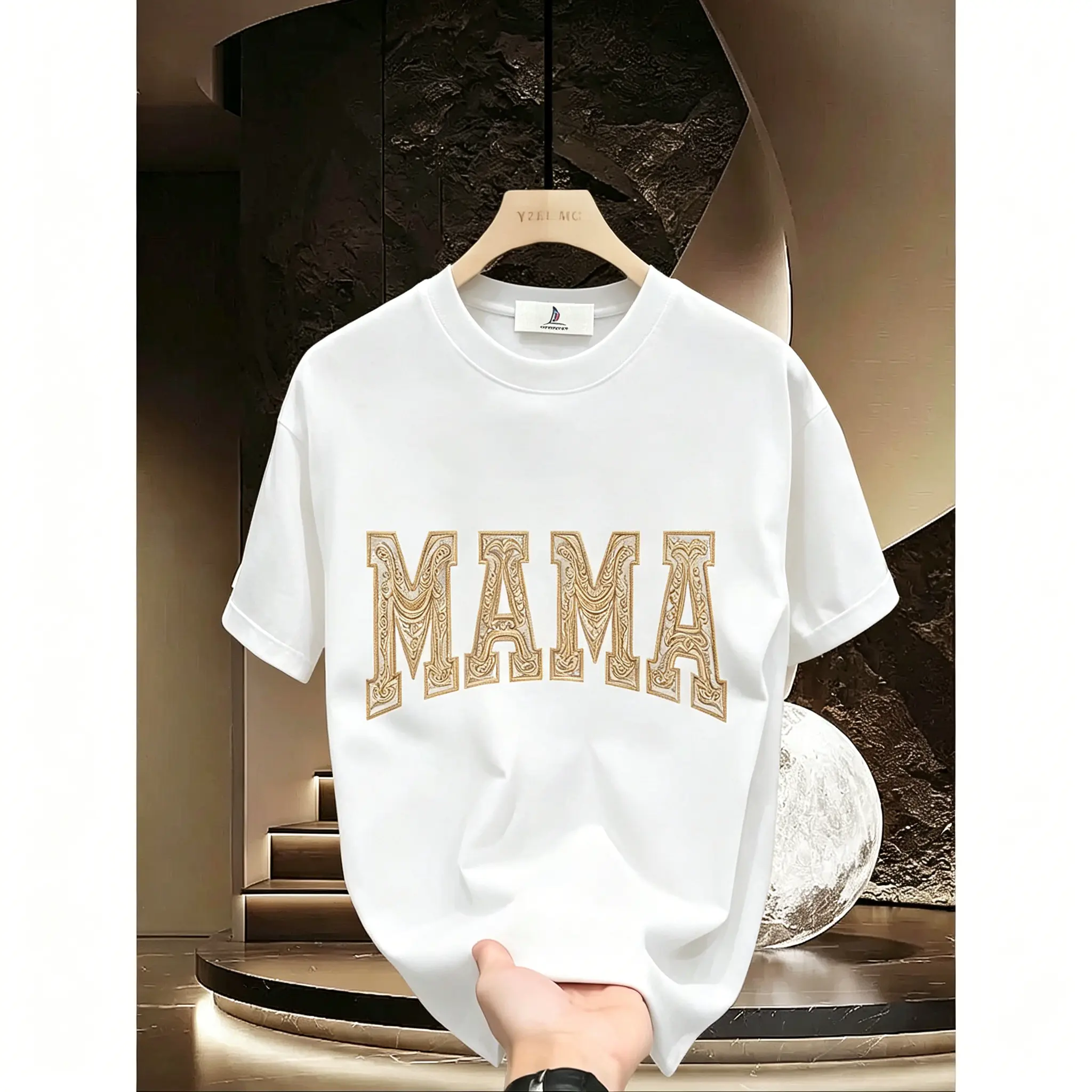 Western Tooled Leather Mama T-Shirt |   Boho Cowgirl Mom Shirt |   Embroidered Look Graphic |   Women's Casual T-Shirt